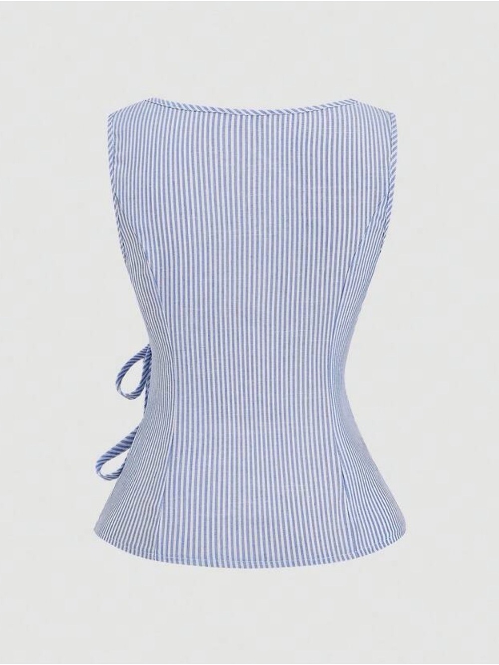 Sleeveless Blue and White Striped Top NWOT - Picture 2 of 4